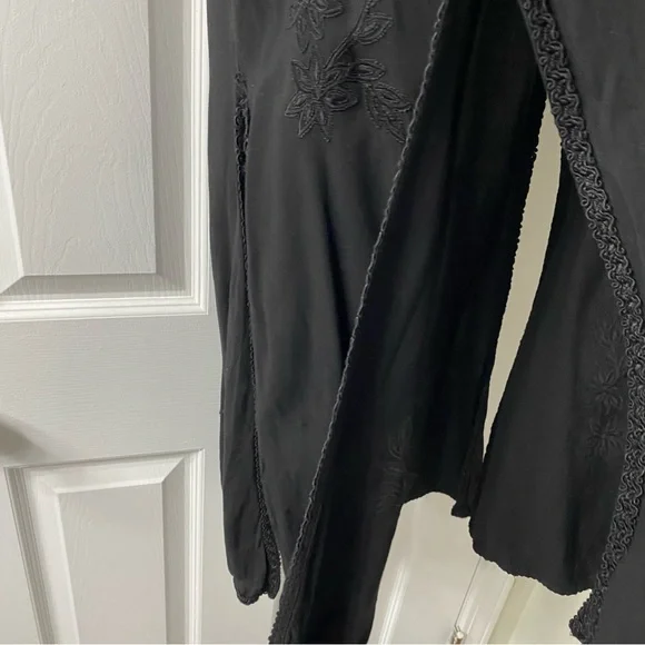 Vintage Split Hem Black Boho Hippie Stevie Nicks Style Maxi Skirt L XL - Picture 9 of 11